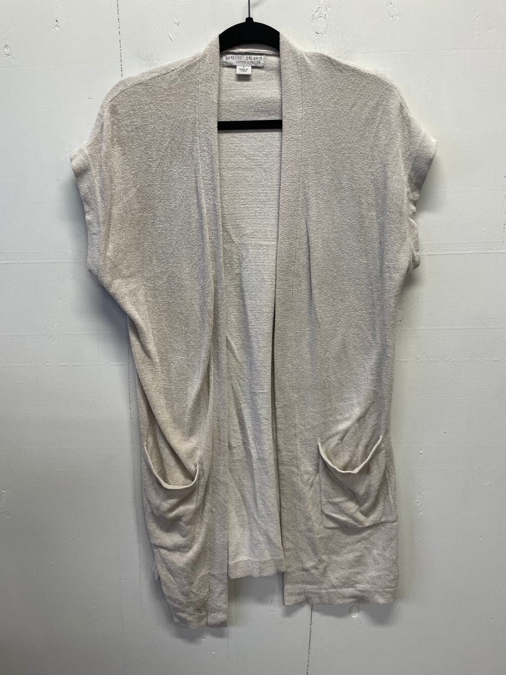 Barefoot Dreams CozyChic Ultra Lite Sleeveless Cardigan - Sand Dune size Small